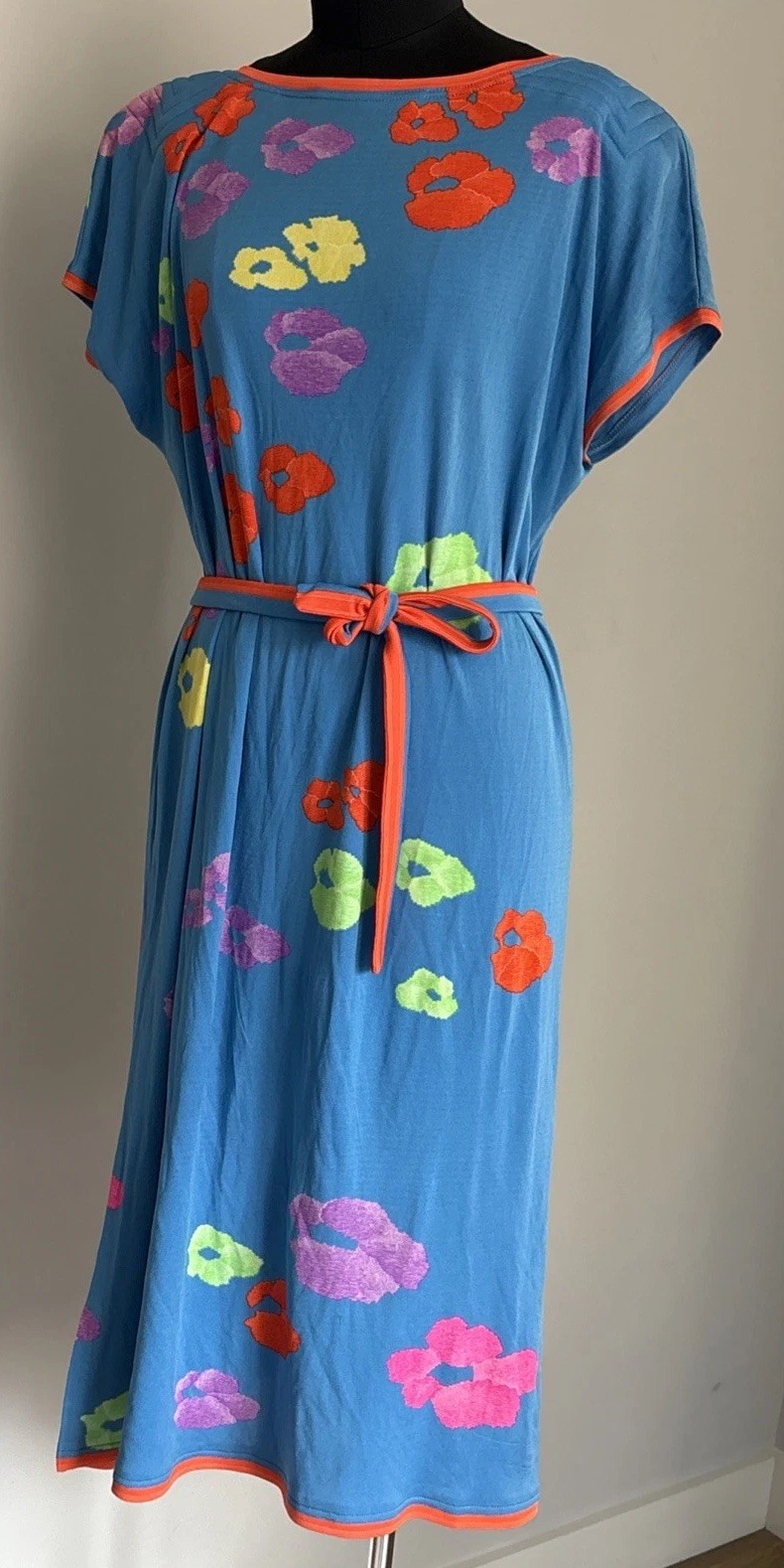 Leonard Paris Vintage 1970’s Retro Silk Floral Print Dress Belt Bergdorf