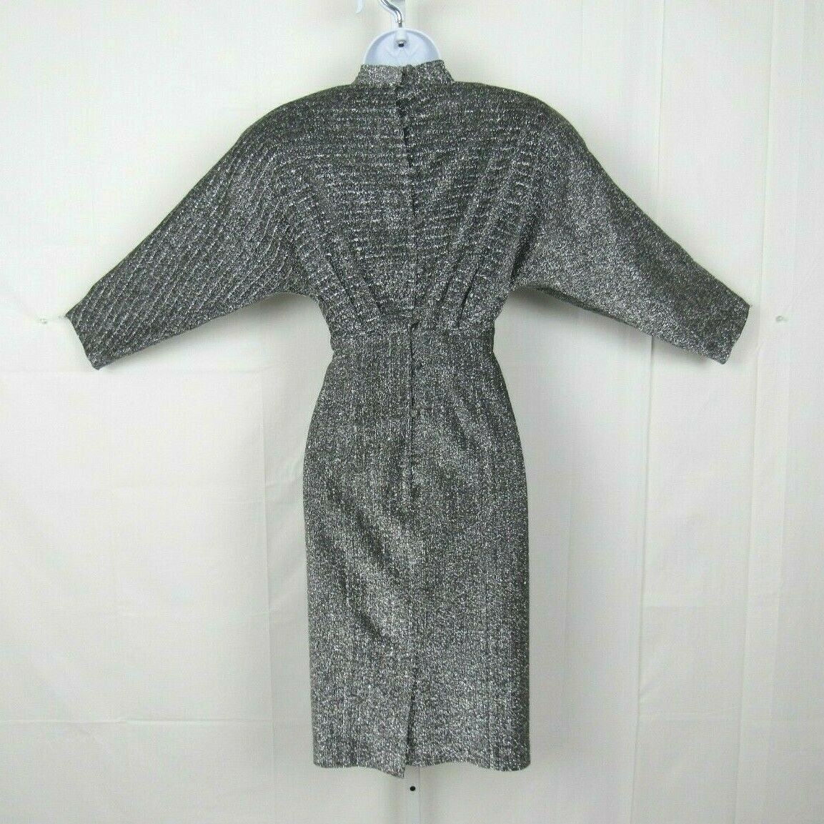 VTG NAFTA-LINE PARIS SILVER SPARKLING DRESS SIZE 38 FRANCE 8 / MED U.S. LINED