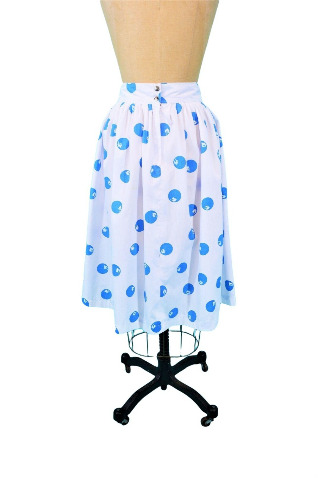 Vintage 1980s Full Skirt Novelty Blueberry Print 80s does 50s Rockabilly W 26″