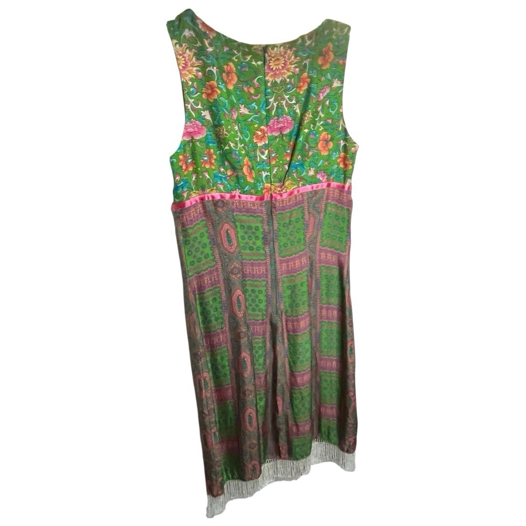 Vintage ABS Allen Schwartz Pink And Green Silk Dress