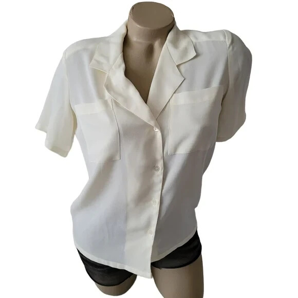 Claude Bennett Petites Button Front Shirt Double Patch Pockets Size 2