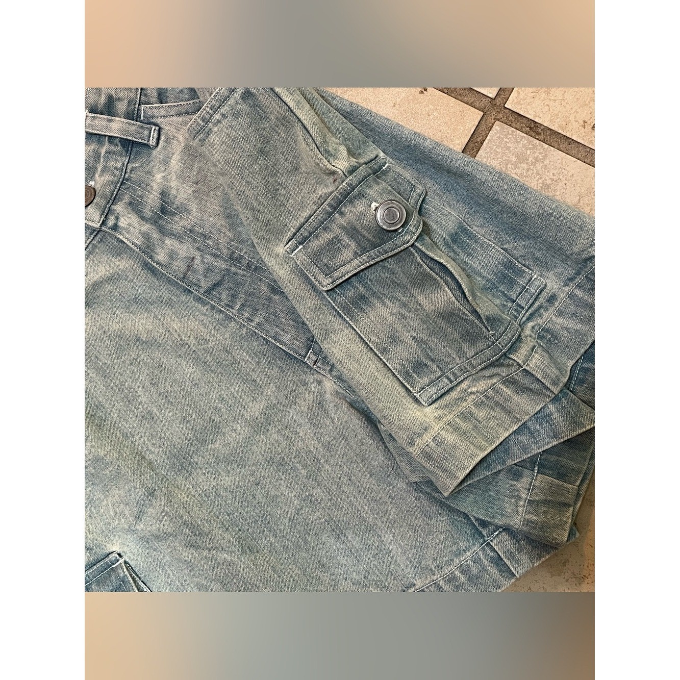 Deadstock Y2K Jay Jacobs Denim Cargo Shorts Womens 3/4 Light Wash Utility NWT