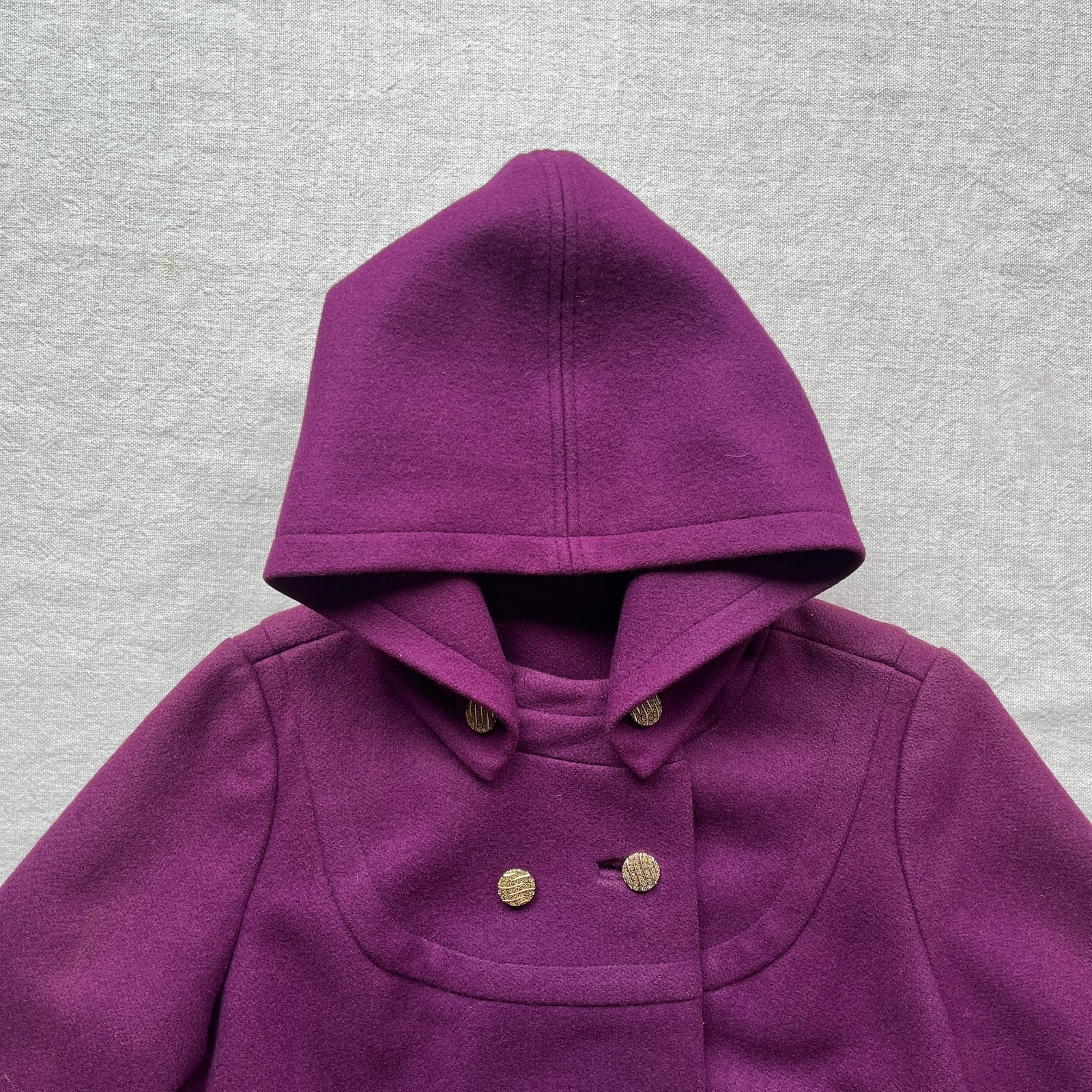 Vintage 70s Women’s Montgomery Ward Purple Hooded Peacoat Coat Medium