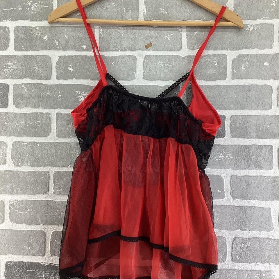 Vintage 80s Stroke of Midnight red and black lace tank top size large