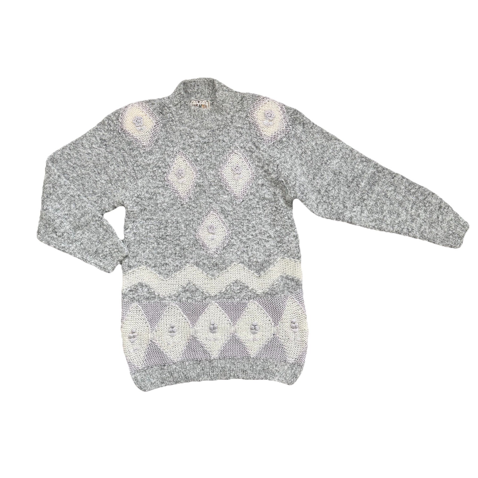 Vintage 80s Knit Pullover Sweater Womens Medium Coastal Grandma Pastel Feminine
