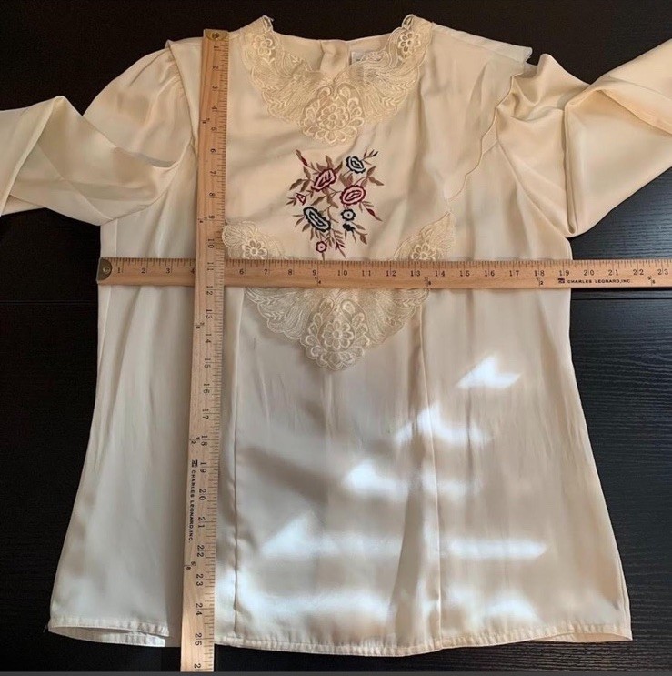 Vintage 70s 80s Jessica Ltd Floral Lace Cream Blouse Victorian Cottagecore Sz 10