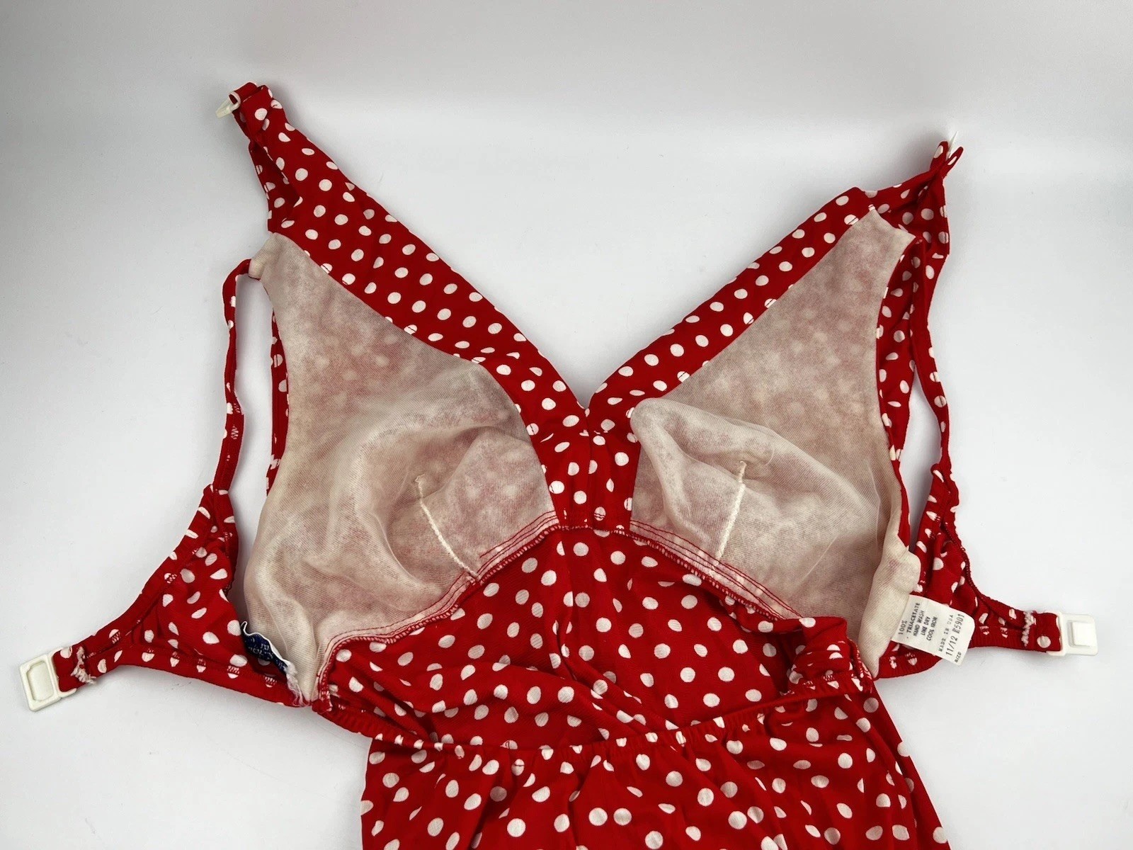 Jack Hartley Miami Vintage Dress Red White Polka Dot Sailor Stretch Halter Maxi