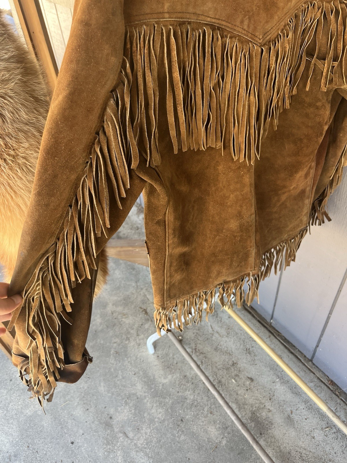 Southwestern Brown Warm Leather Suede Fringed Western Wear Cowboy Jacket Coat