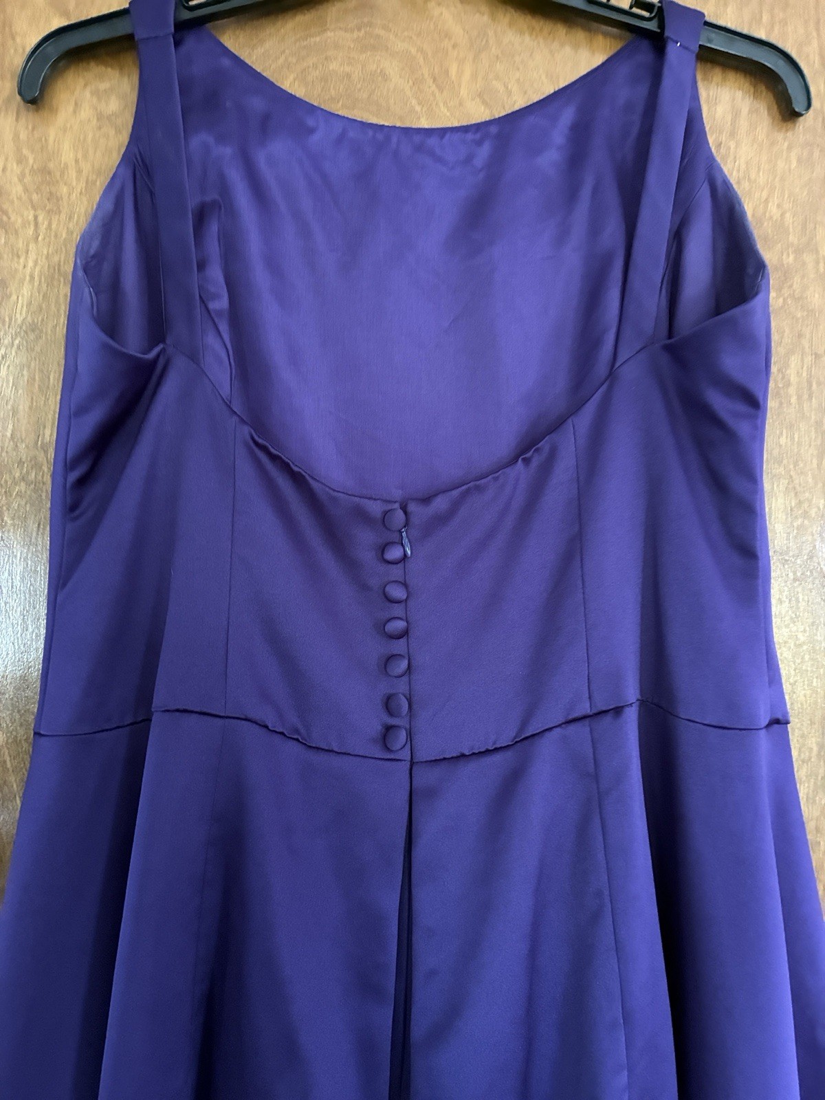 Vintage Watters and Watters Purple Satin Sleeveless A-Line Dress Long Size 16