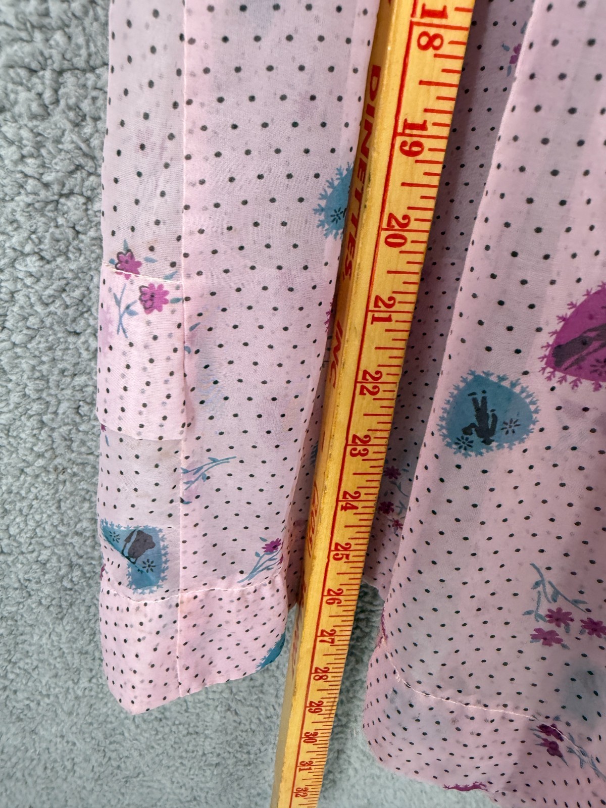 Vintage 30’s Shirt Dress Size M Button Front Casual Sheer Heart Motif Collared