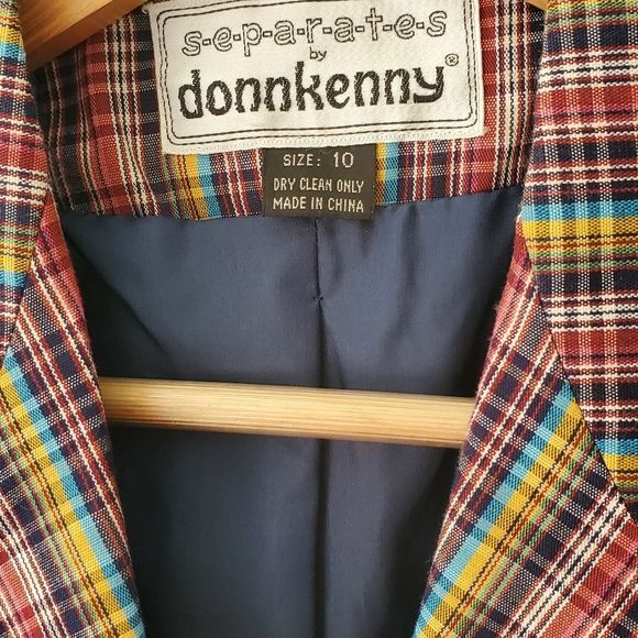 Donnkenny Separates Preppy Plaid Structured Blazer Vintage Size 10 Lightweight