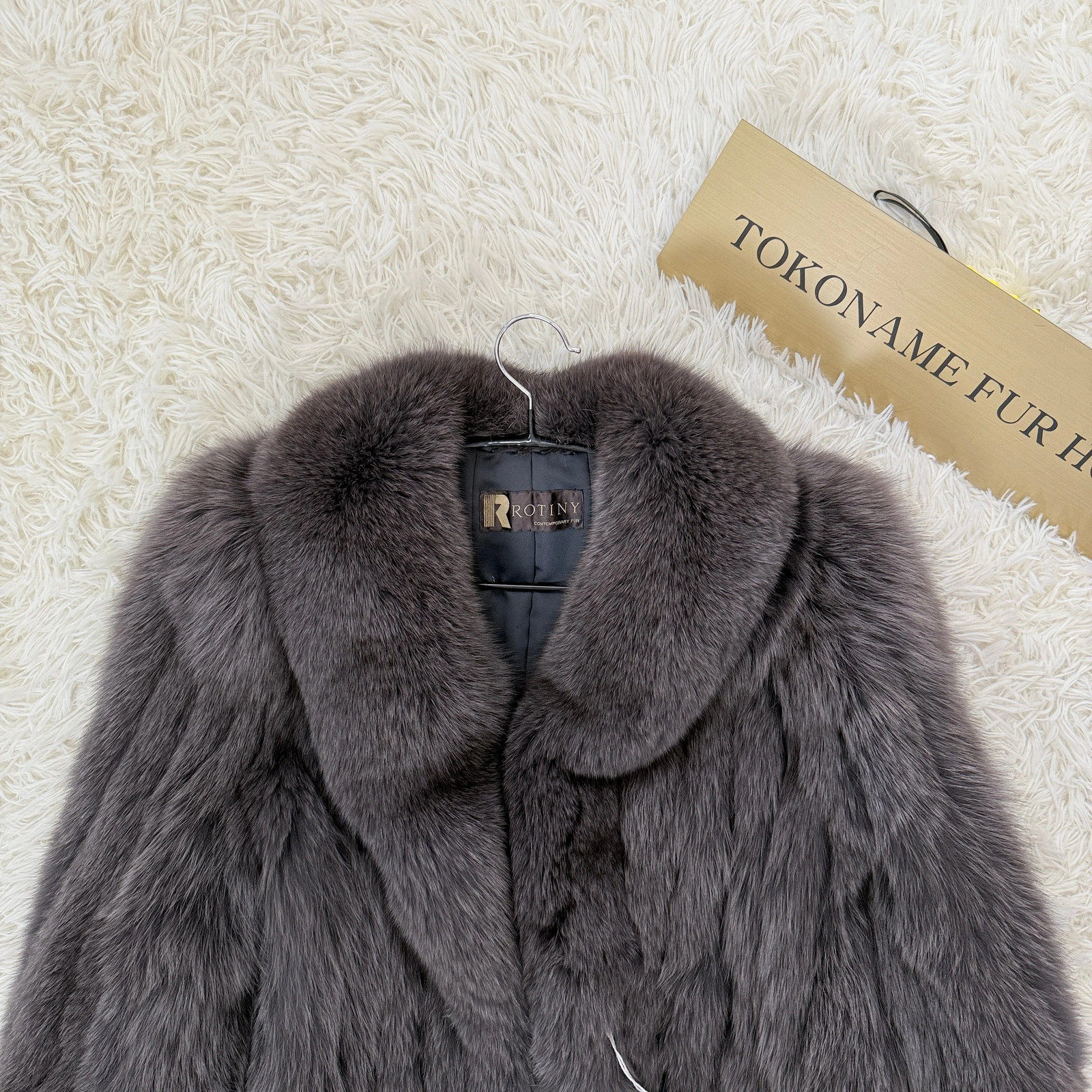 Ash purple Dyd Fox Coat Genuine Vintage Fur Japan