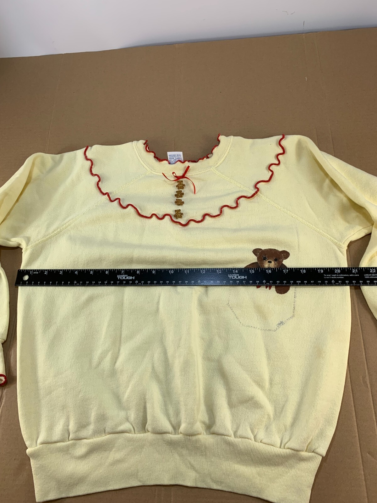 Vintage 70s 80s Teddy Bear Lace Womans Girls Sweatshirt High School Surf Hippy