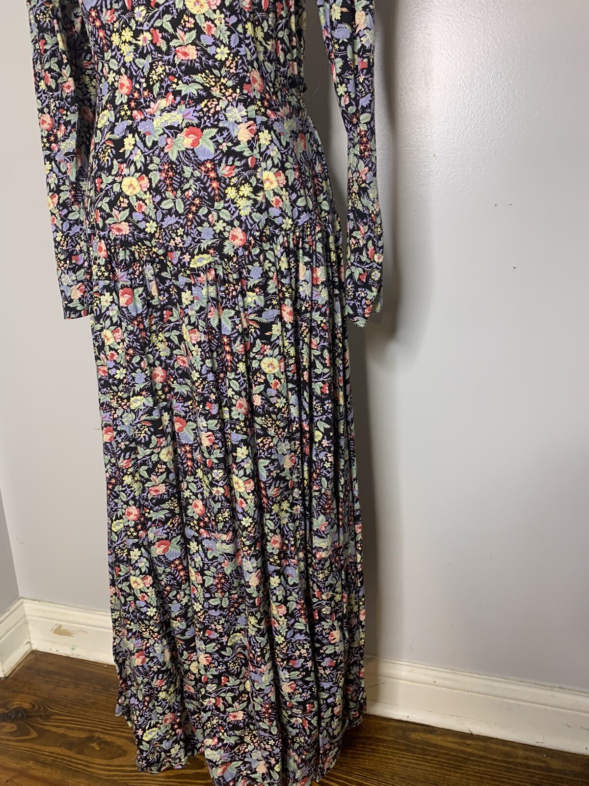 Vintage Dress Misty Lane Floral Lace Long 1990s Size 9/10