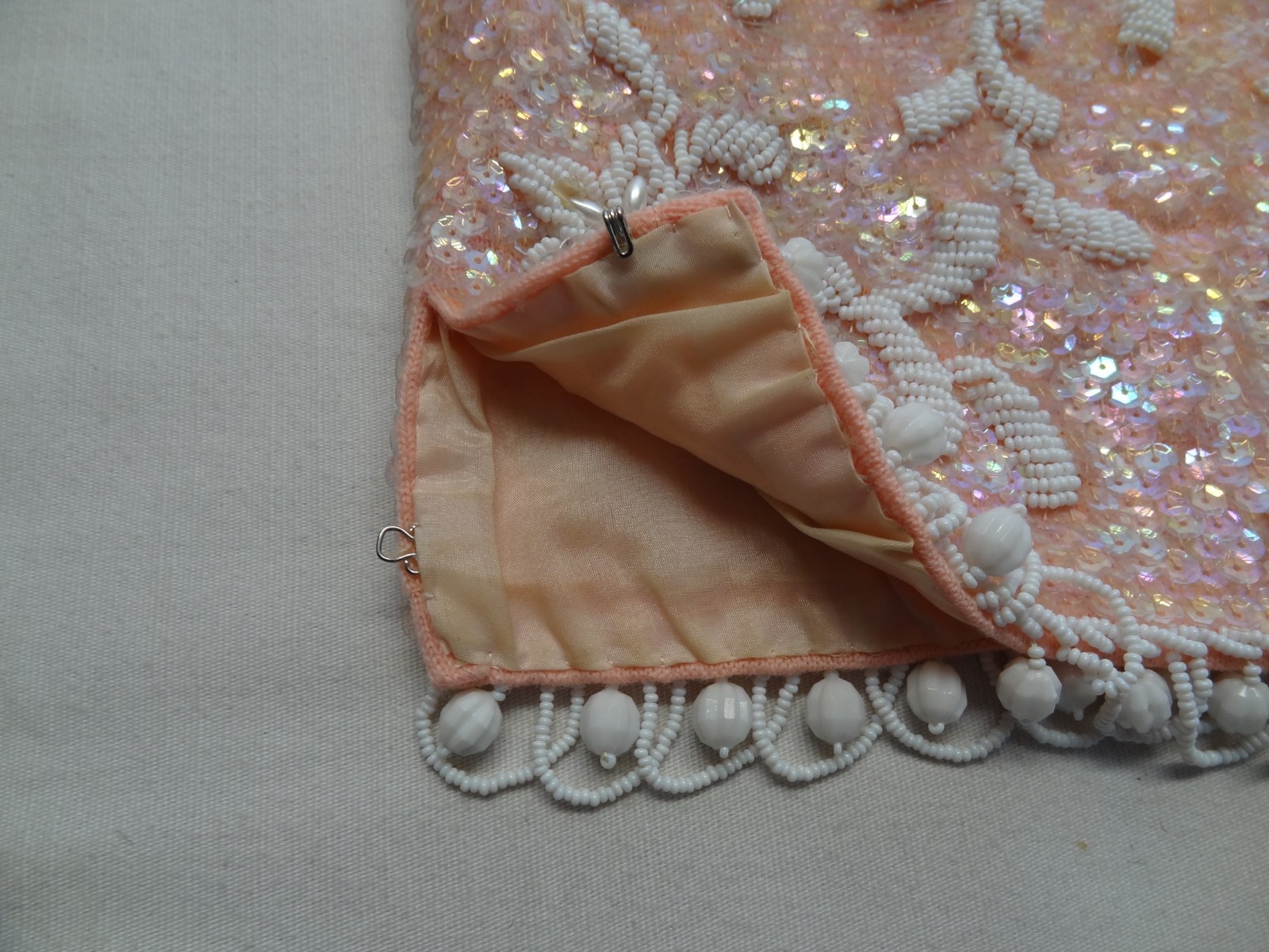 RNE M Hong Kong Sequin Beaded Sleeveless Evening Top VTG 60s 70s Lambs Wool