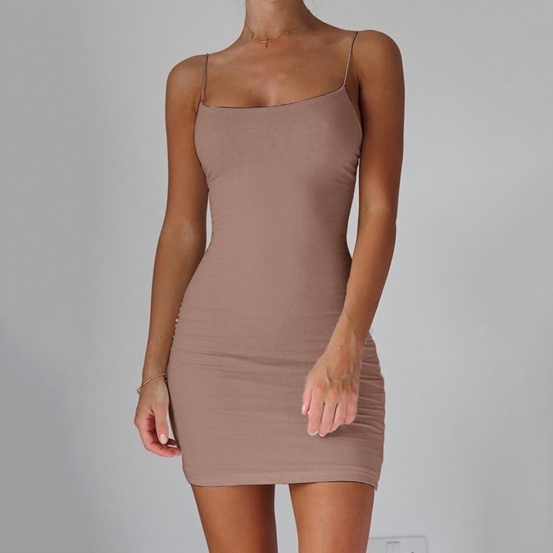 Woman Summer Skirt Pure Color Simple Hanging Neck Tight-fitting Hip Skirt