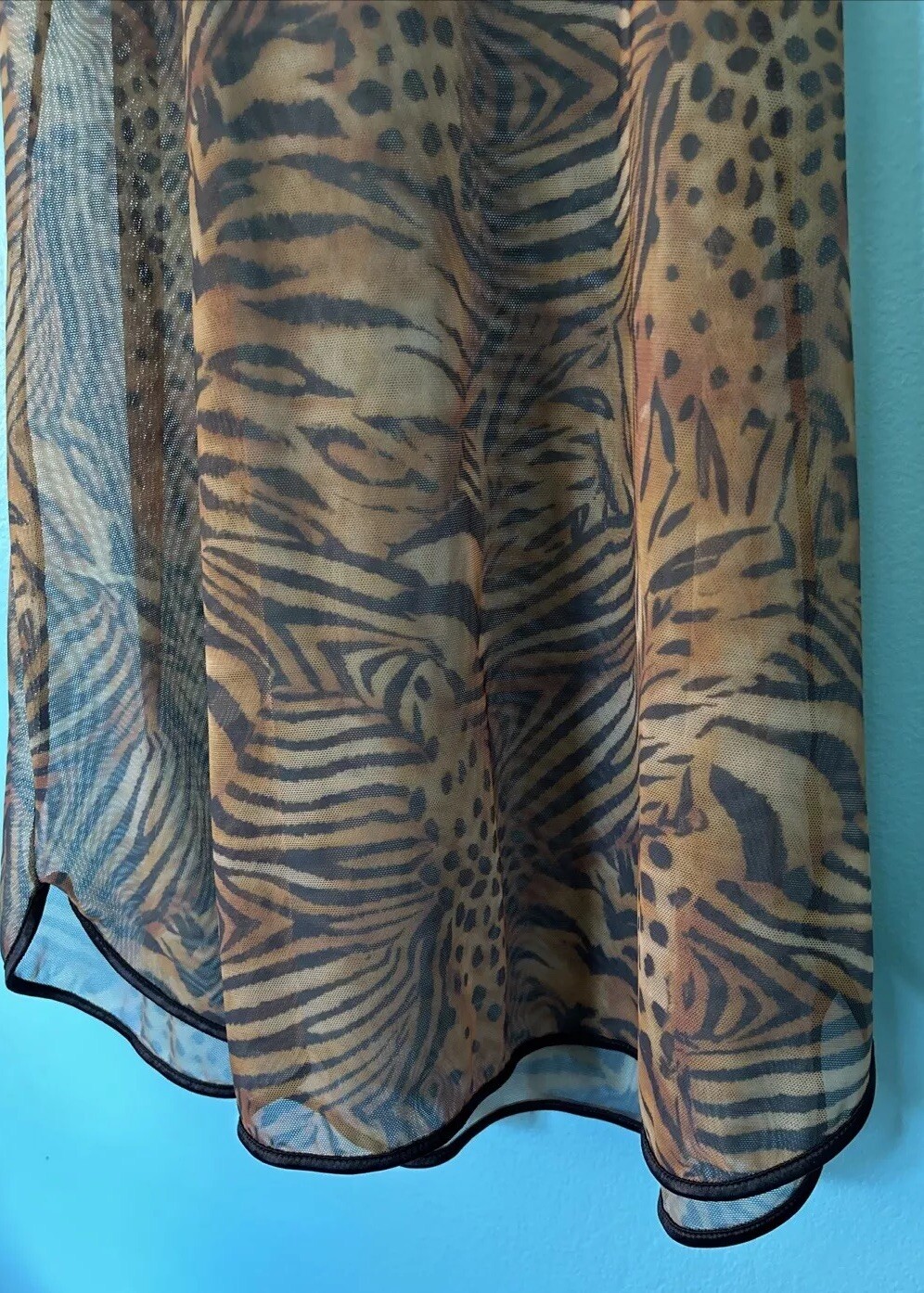 VTG Vassarette Sheer Nylon Gown Nightgown S Animal Print Tiger Second Skin Sexy