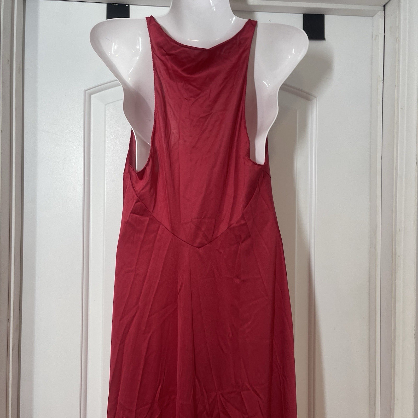 VTG Vanity Fair Negligee Maxi Night Gown Slip Dress Sz 36 Red Sexy Wrap Intimate