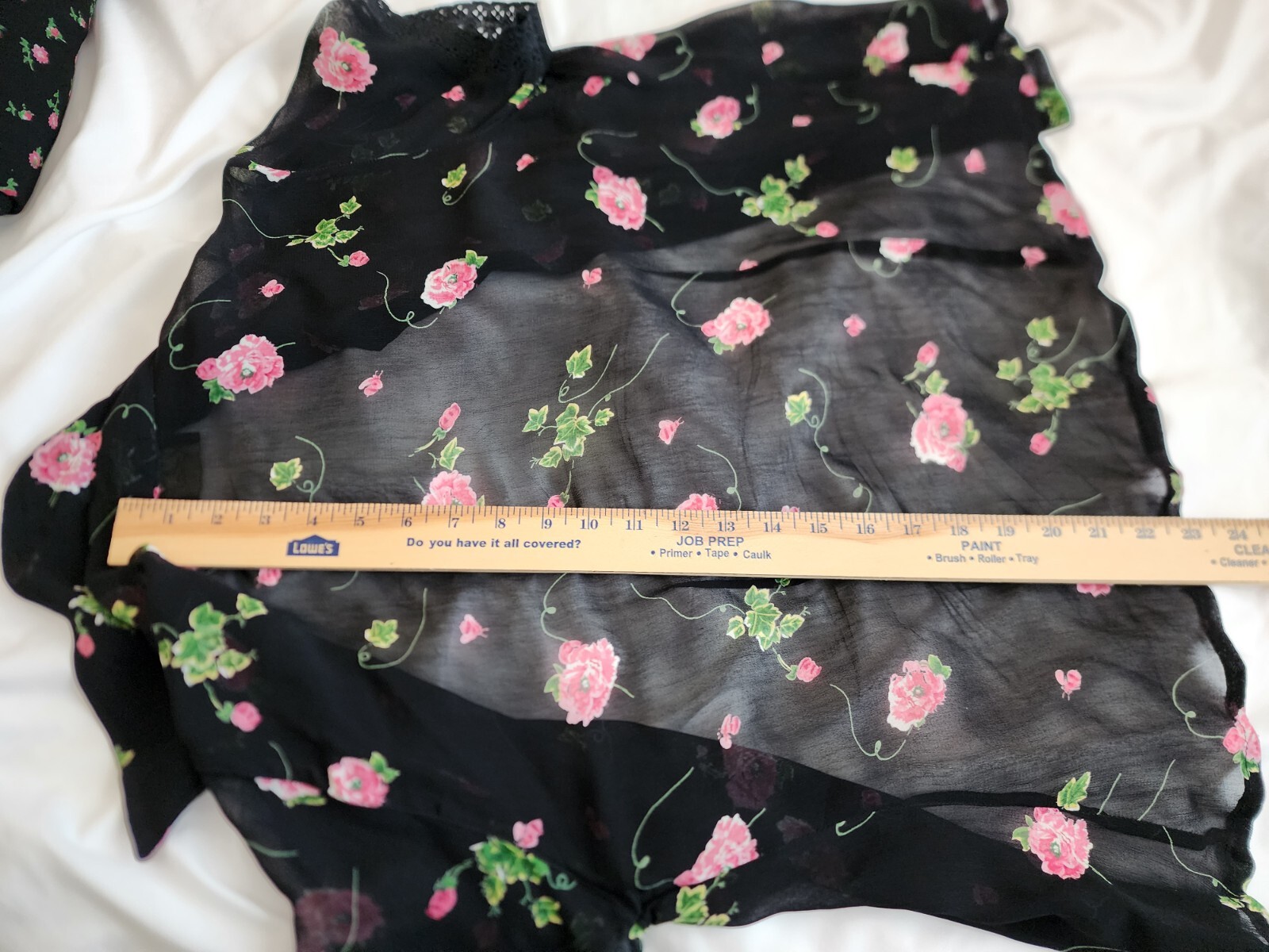 Vintage Lola P. Maxi Dress Black Multicolor Floral Textured Gauze- Size S