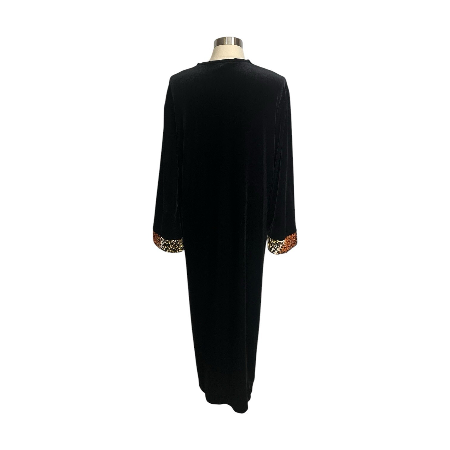 Diamond Tea Kaftan Robe Womens Large Black Velvet Long Whimsygoth Boho Vintage