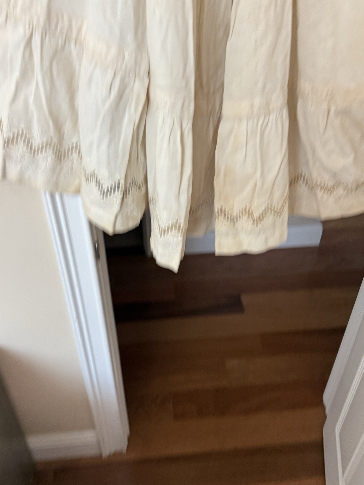 Vintage Ivory Petticoat Skirt with Cutwork Lace Embroidered Hem