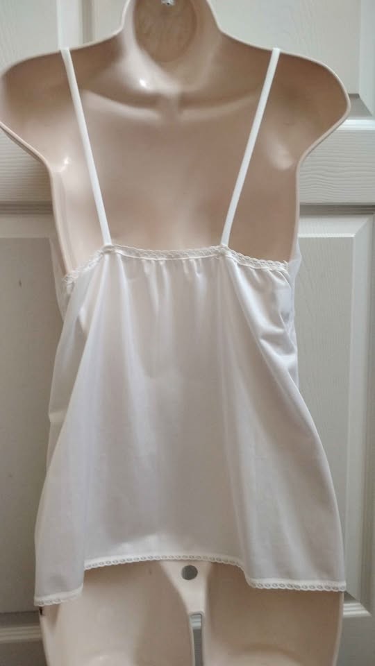 New Ashley Taylor White Slip Camisole Top Lace Trim V-Neck Medium