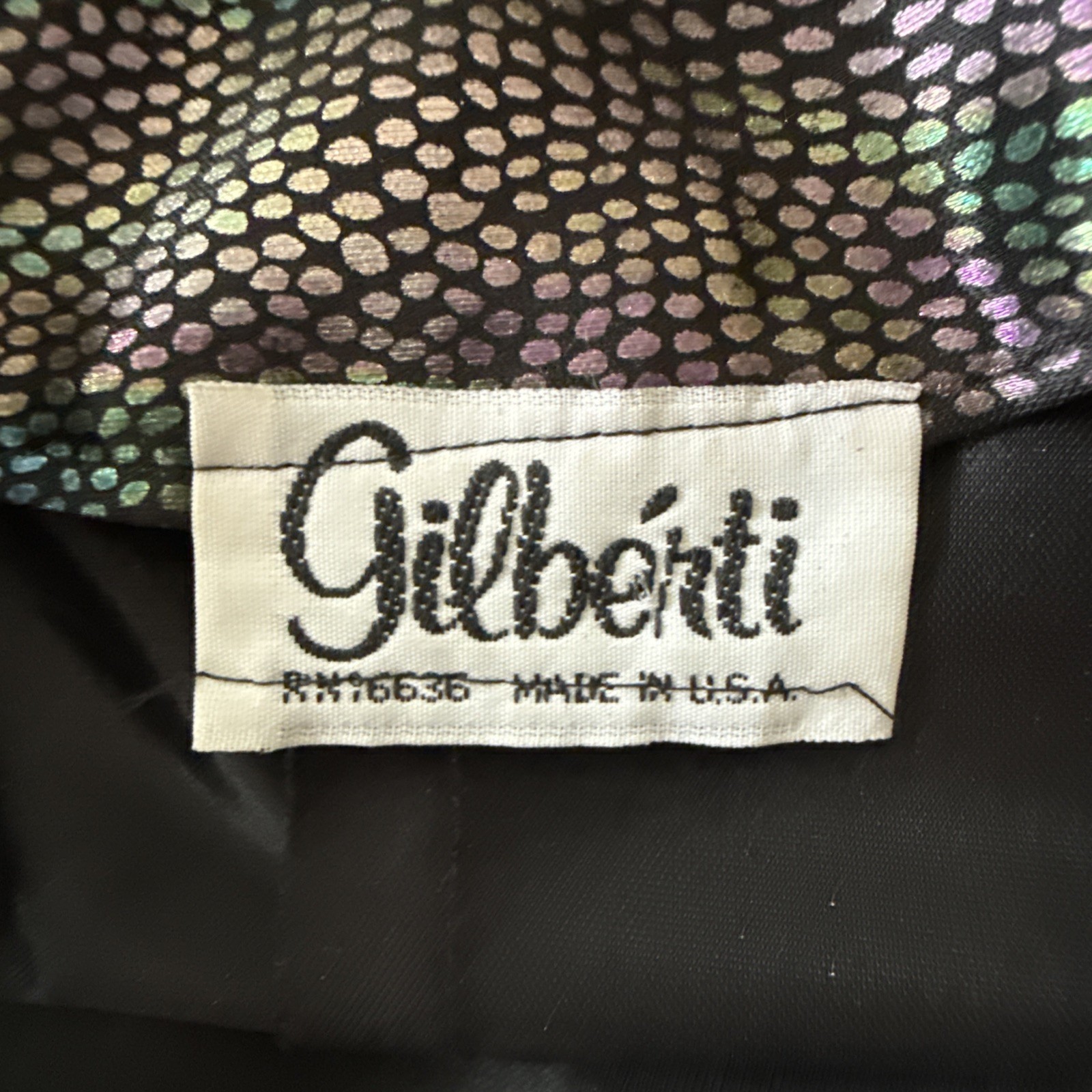 Vintage Gilberti Long Duster Jacket Black Rave Shimmer Disco Size M Cyber Goth