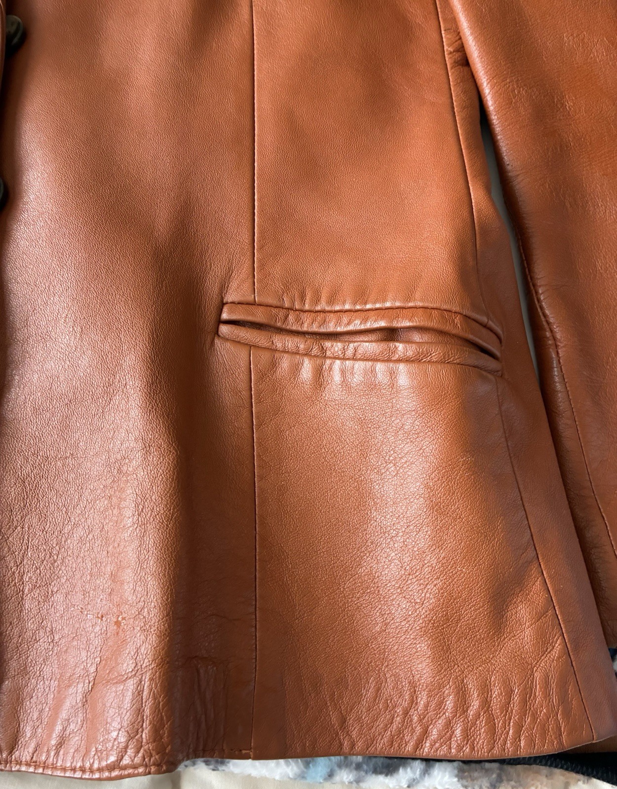 The Tannery West VTG Leather Blazer Jacket Women’s Brown Lined