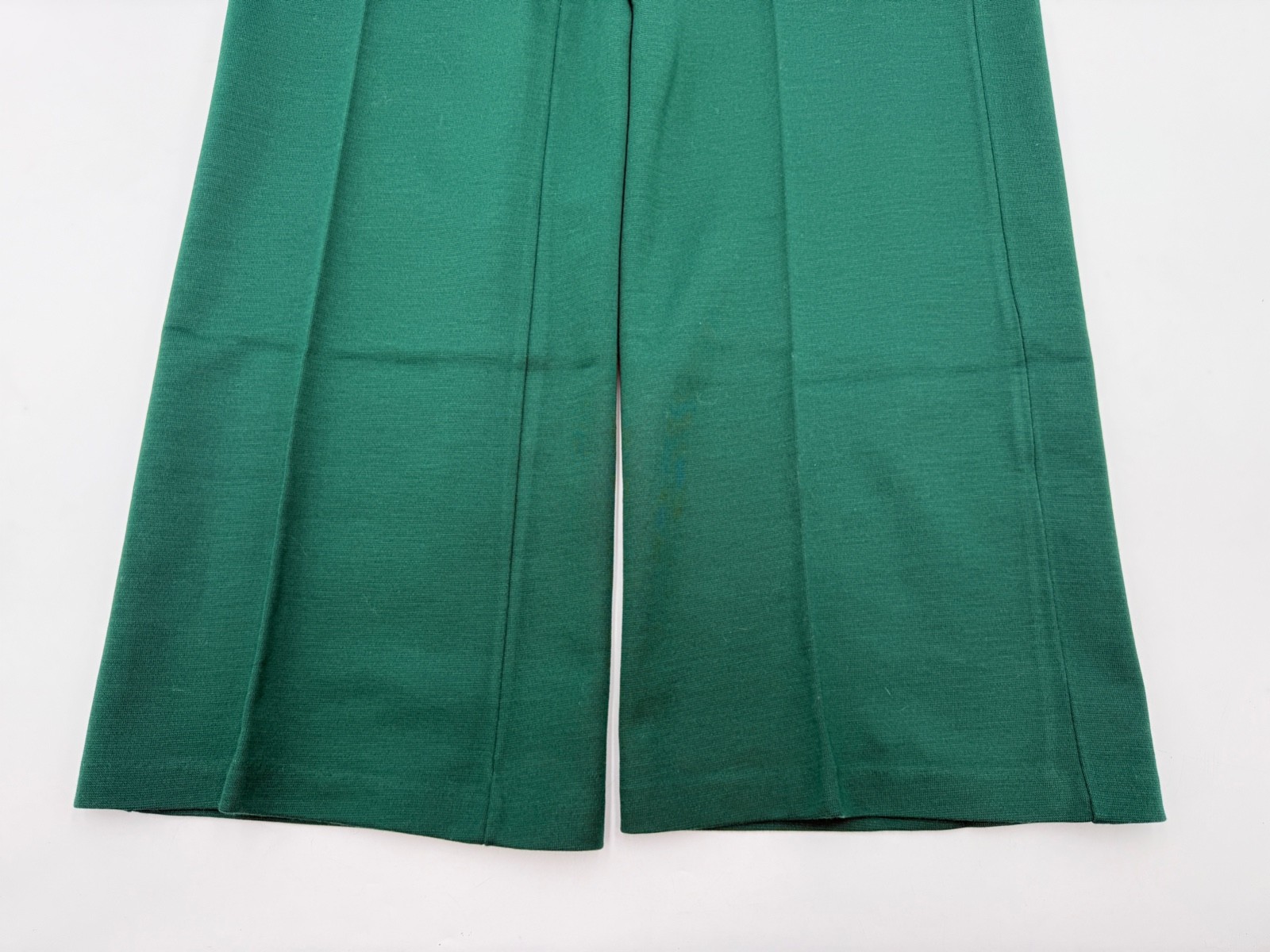 Vintage Womens 1970s Bell Bottom Pants Stretch Waist Polyester Knit Size 18