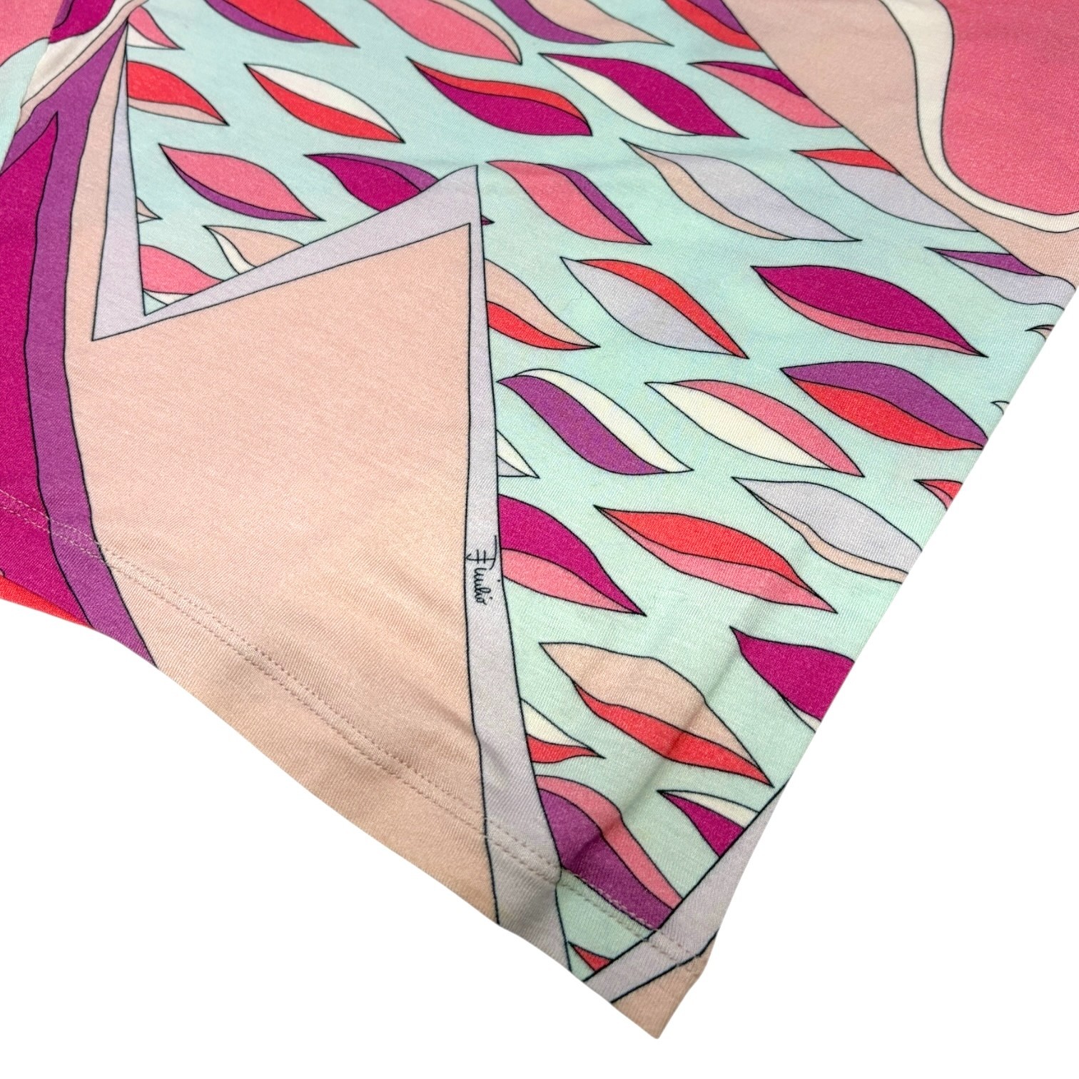 EMILIO PUCCI Vintage Multicolor Abstract Asymmetric Midi Dress #34 Pink 902105