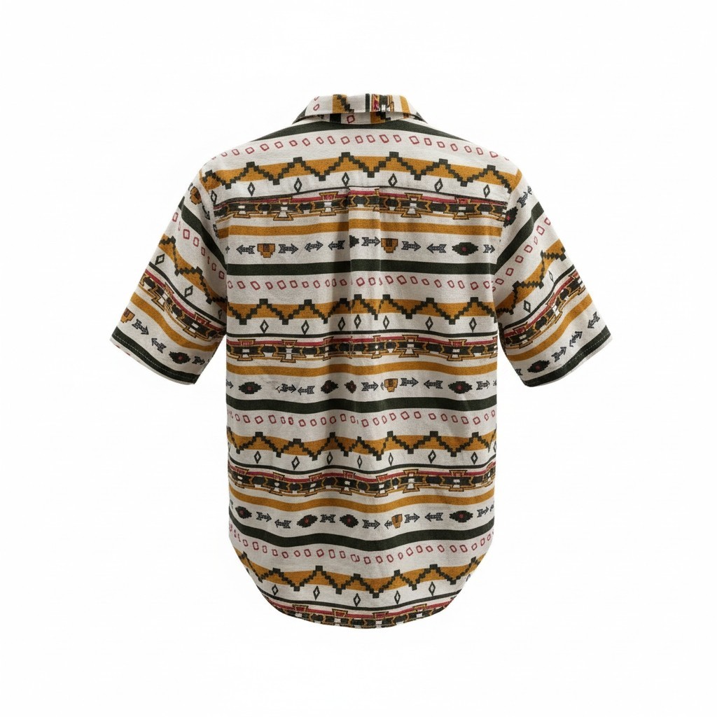 Womens Vntg Cherokee Aztec Geometric Print All Over Button Up Made In USA C441
