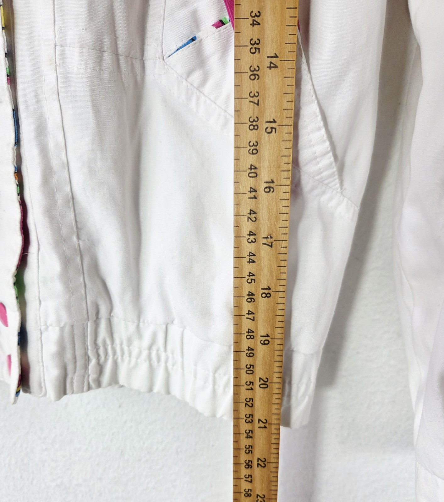 VTG 80’s Current Seen White Windbreaker Jacket Geometric Collar Women 14 Retro