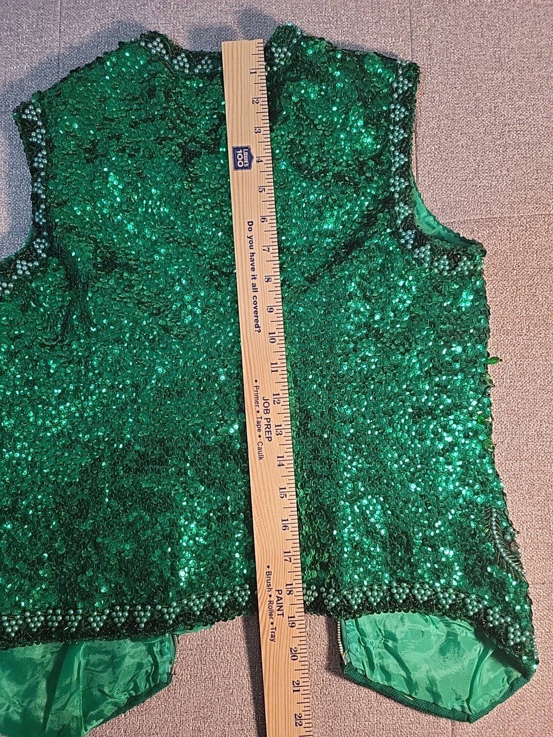 Vtg VALENTINA Ladies Wool Beaded & Sequined Butterfly Couture Vest M Green