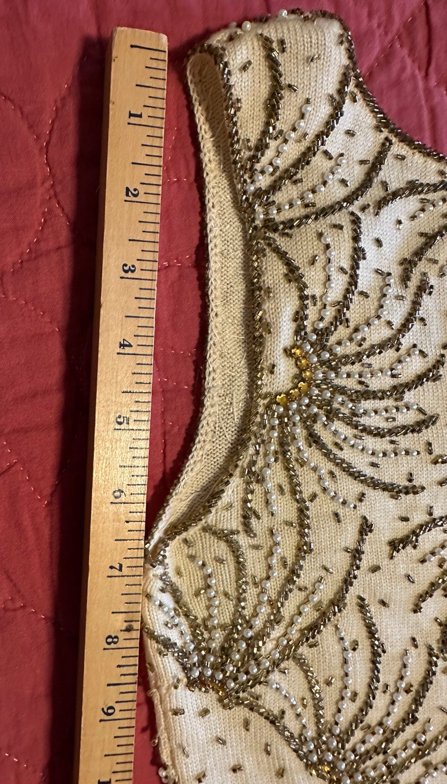 Vintage 60’s Jo-Ro Imports Sz S/M Pure Wool Hand Loomed Sequined Beaded Vest Top