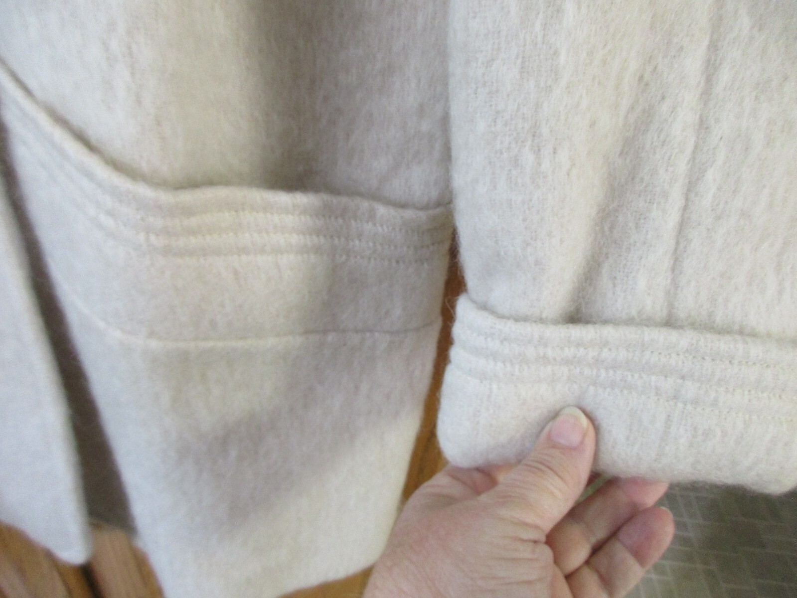 Vintage Loring Mohair Wool Nylon Faux Fur Short Coat Oatmeal Tan Women’s 14 READ
