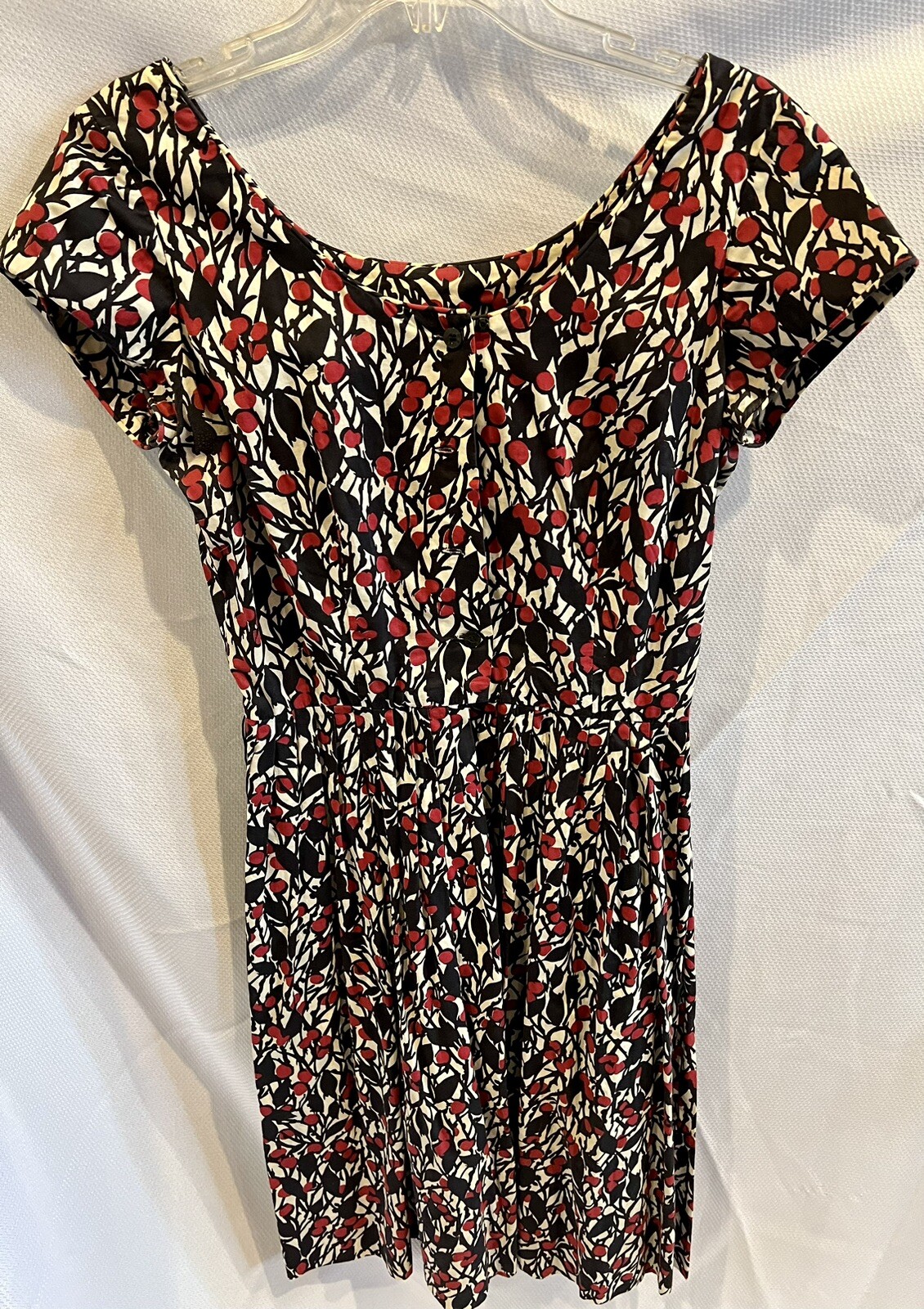 RARE MOD VTG 50S STRAWSTACK RED WHITE & BLACK ROCKABILLY PLEATED DRESS