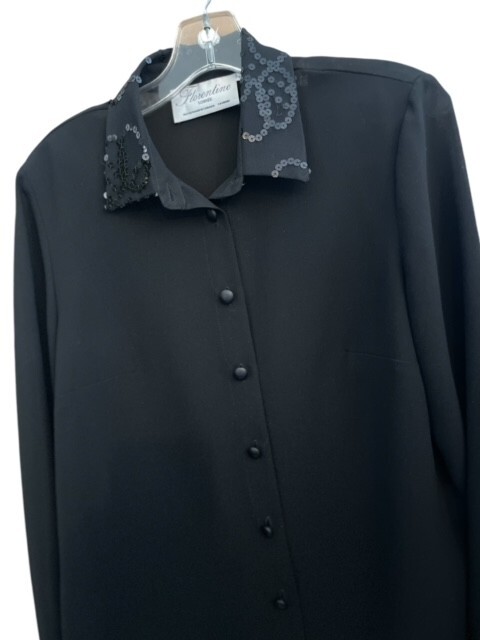 Florentine Soriee Black Sheer Tunic Sequin Dressy Elegant Holiday Blouse 12