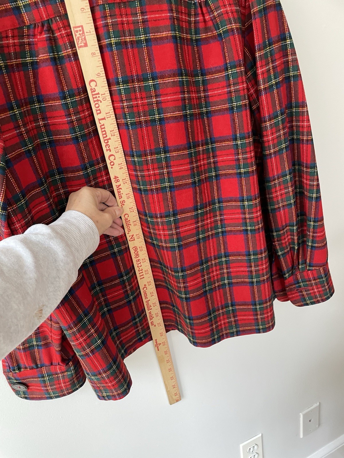 VTG 60s PENDLETON Jacket Shirt Shacket Women L 16 Wool 49er Red Tartan Plaid