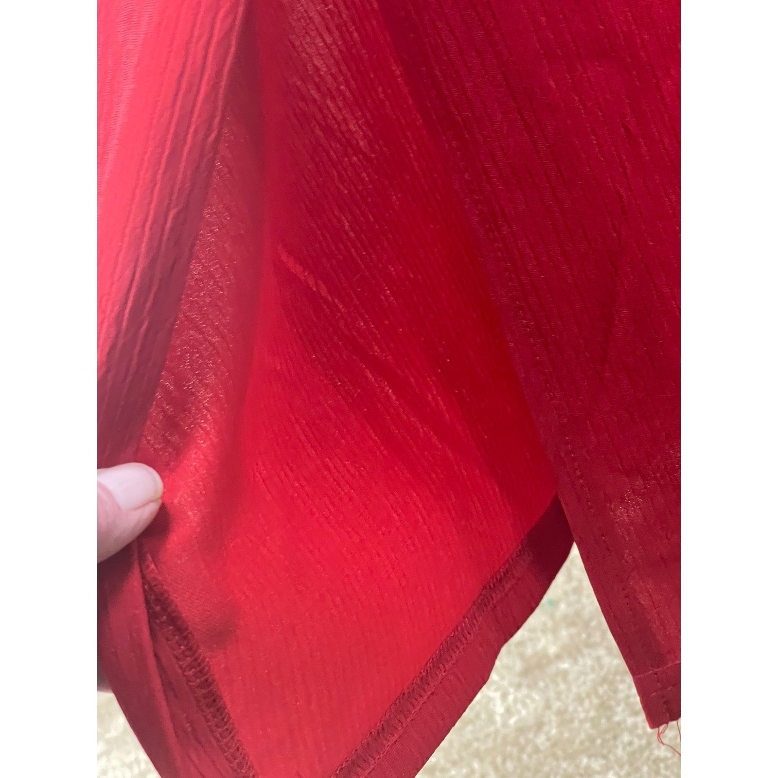 Superline USA Vintage Red Crinkle Eyelet 2pc Skirt Set Tunic Maxi Skirt modest