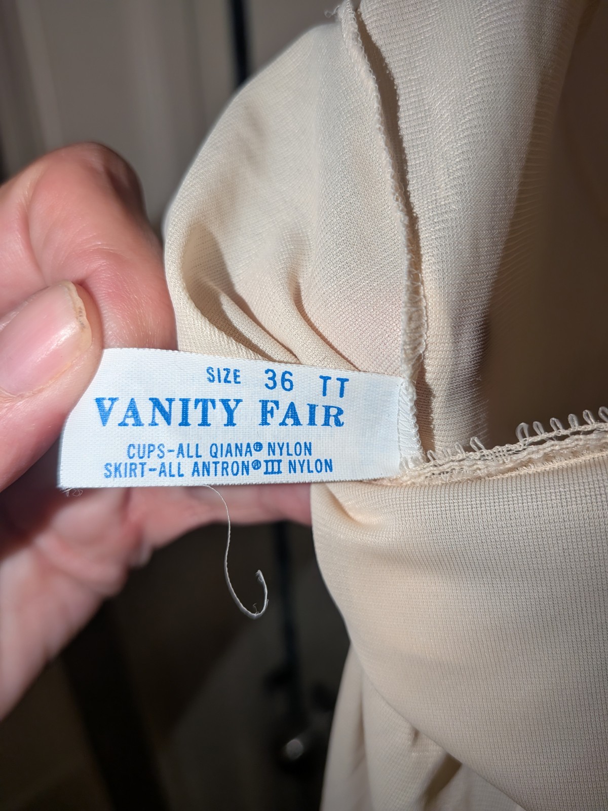 Vanity Fair Beige Nylon Full Slip Spaghetti Strap Regular Size 36 TT