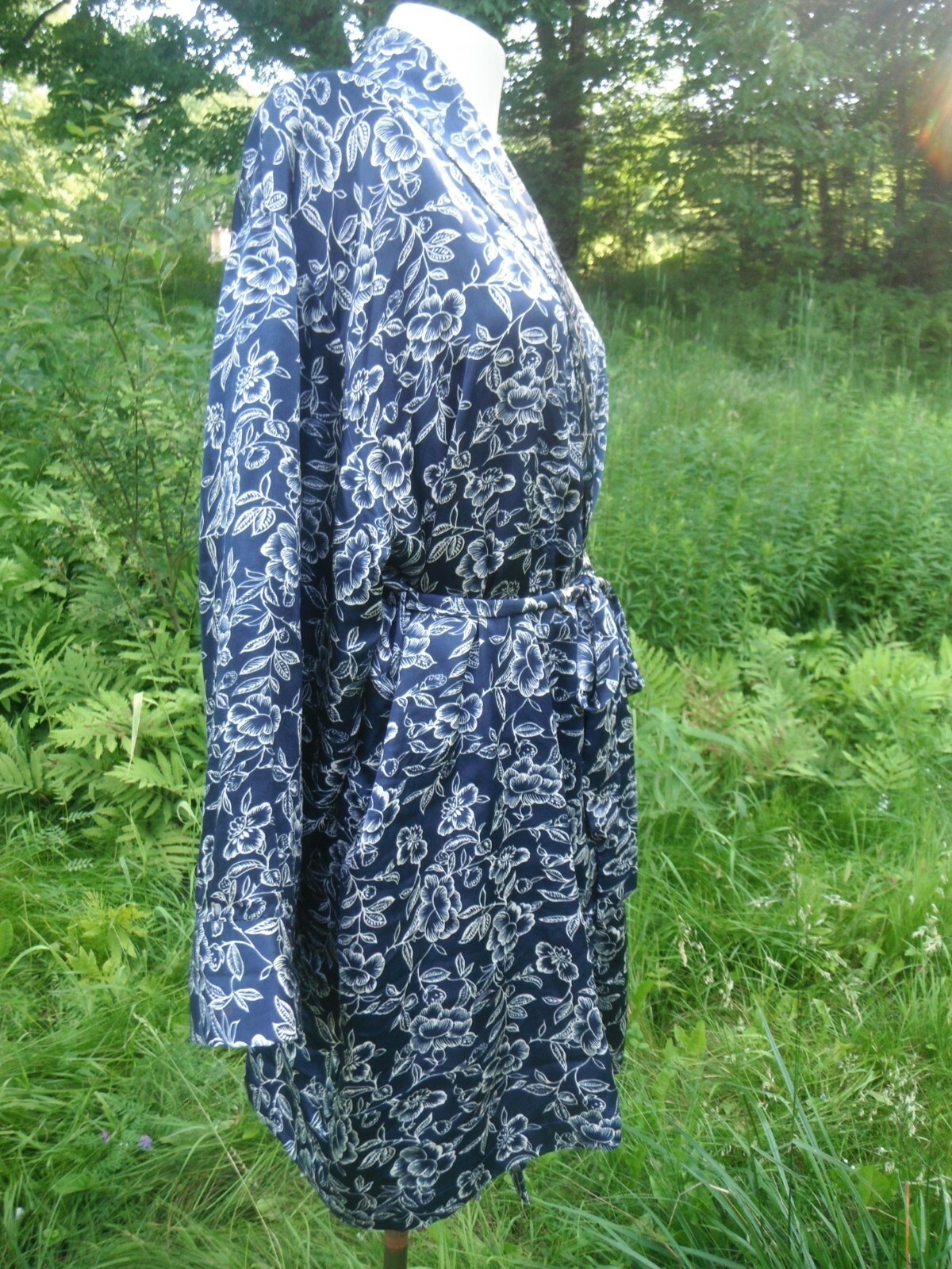 SPLENDIDA For LA SENZA 100% silk wrap style robe HIPPIE FLORAL lounge wear L
