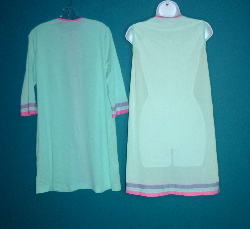 Vtg 60s Gossard Artemis Peignoir Set Nightie & Robe Aqua Pink Lilac Sz S