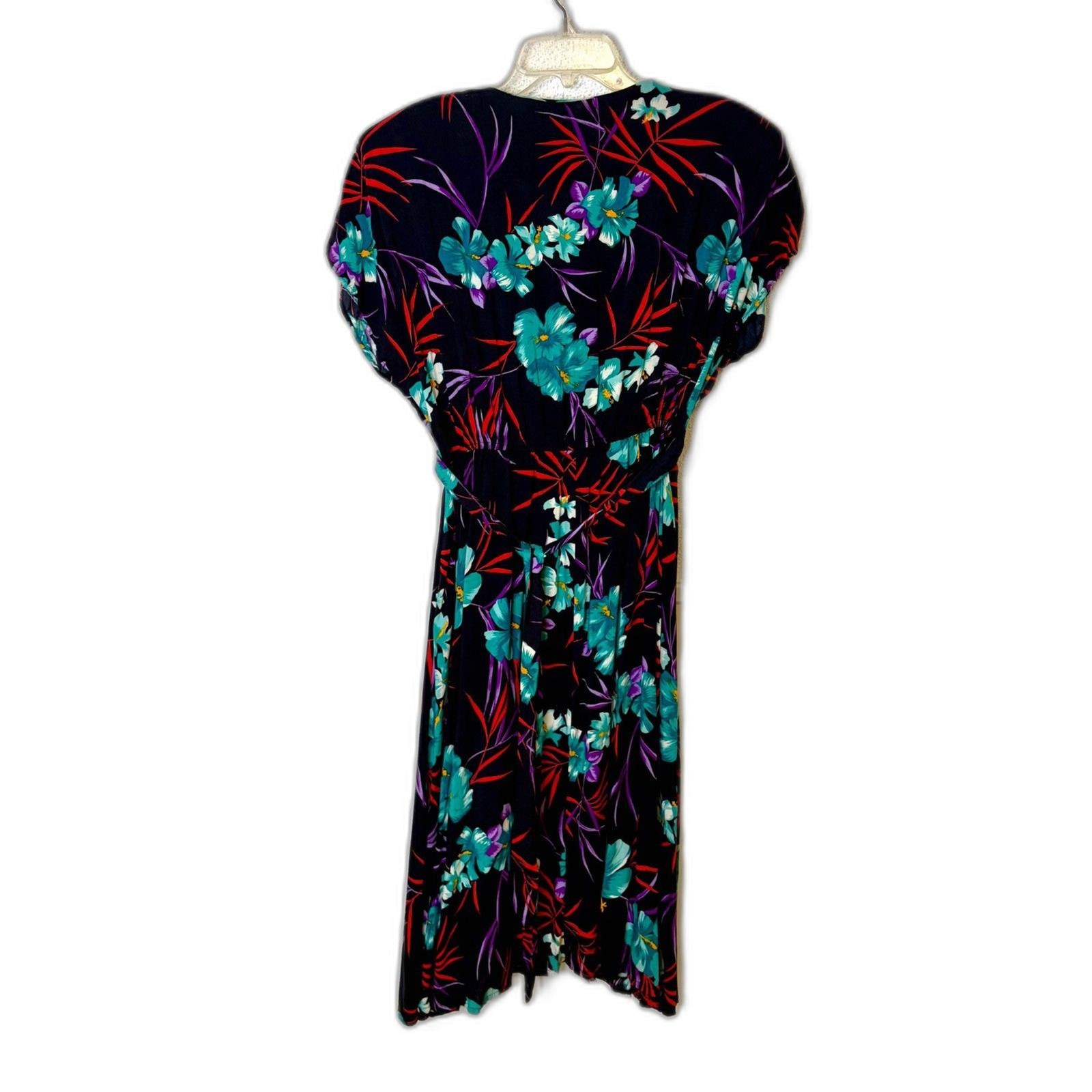 Vintage 70s/80s WE 3 Ltd New York Dress Floral Tropical Print ILGWU Union Size M