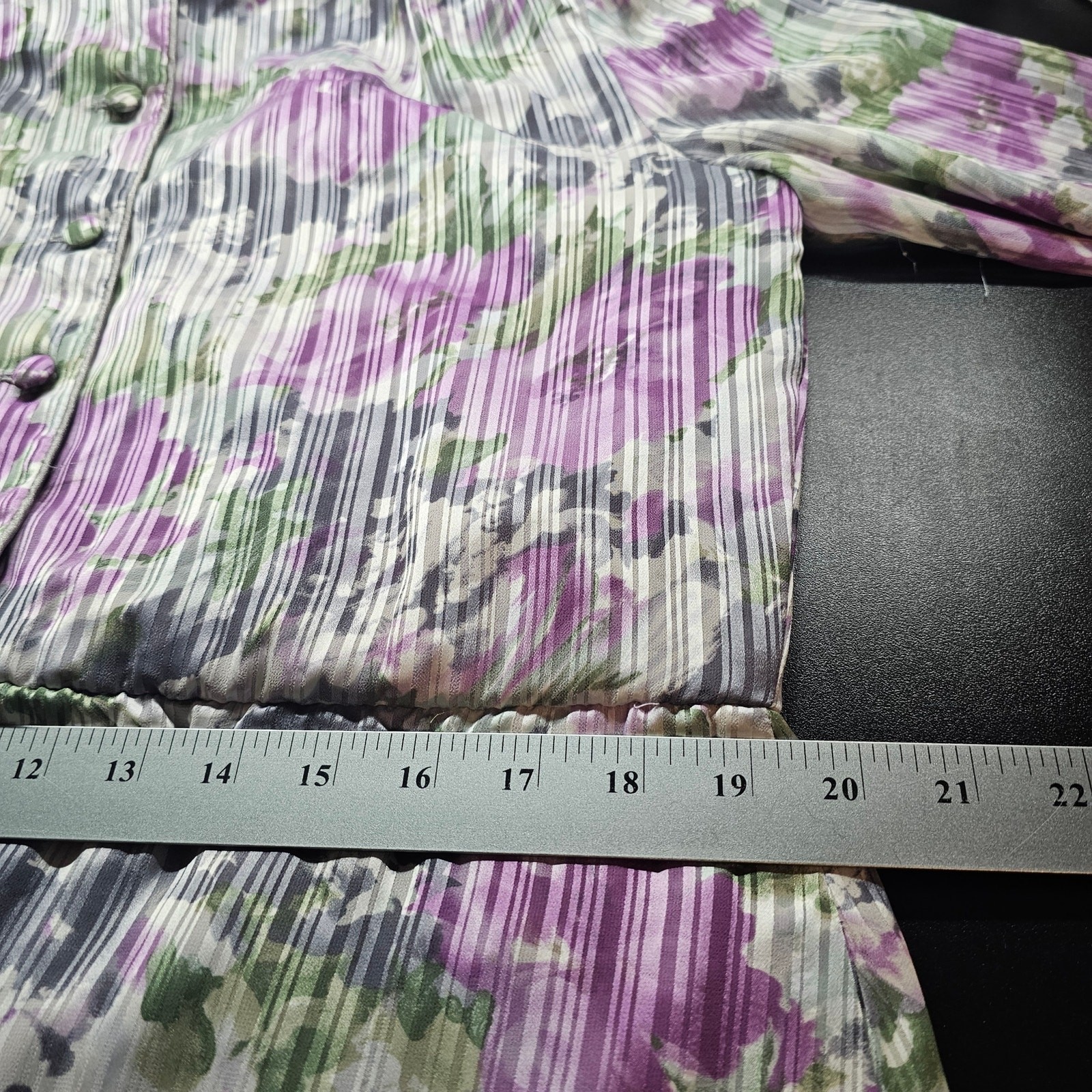 Vintage Wilroy Dress Womens XL Purple Floral 80s Cottage Coquette Glam Prairie
