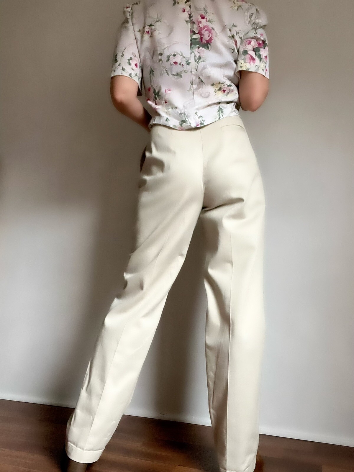 Vintage Beige Highwaisted Pleated Casual or Business Pants Vintage Highrise