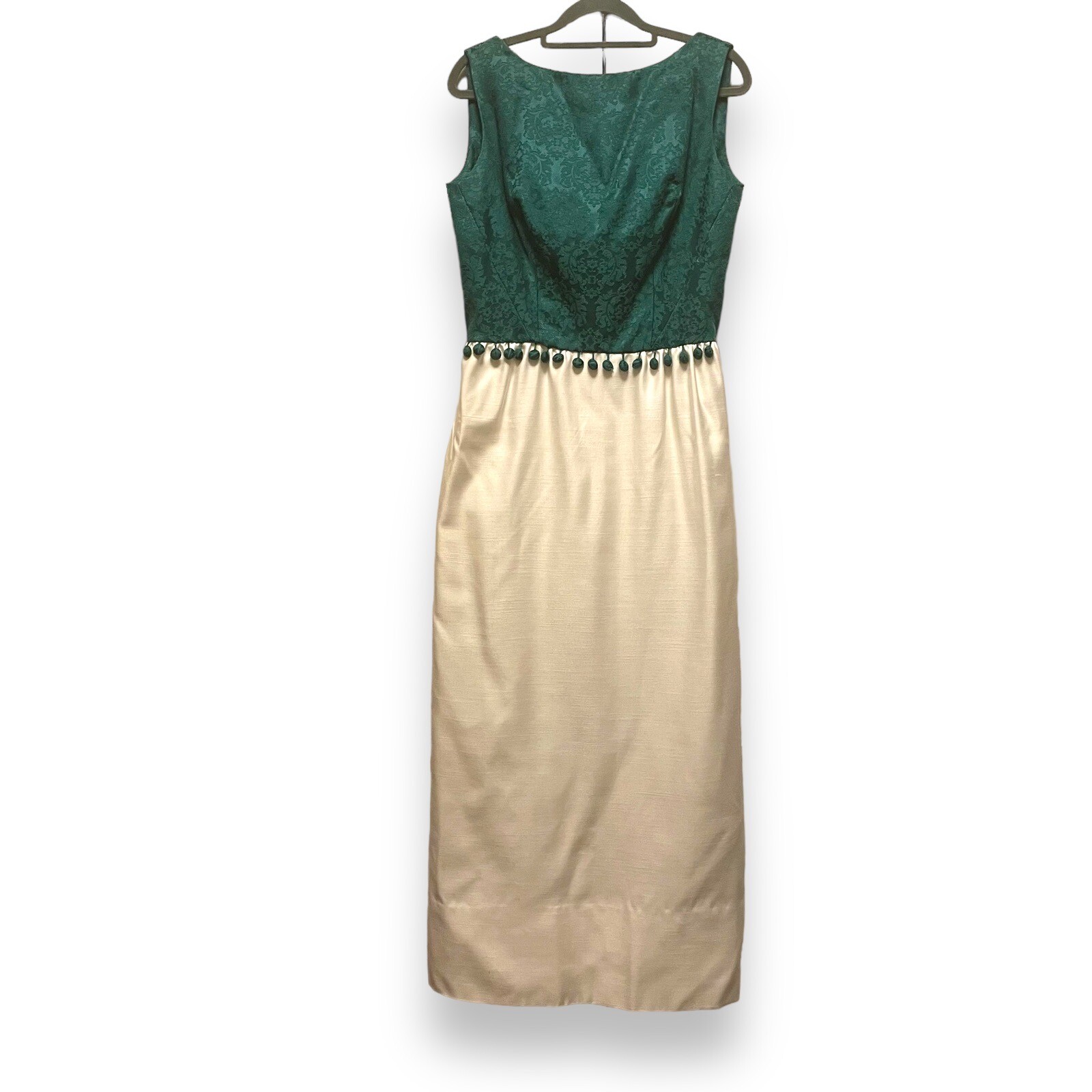 Vintage 60’s Gale Mitchell Maxi Dress Green Ivory Women’s Size S/M