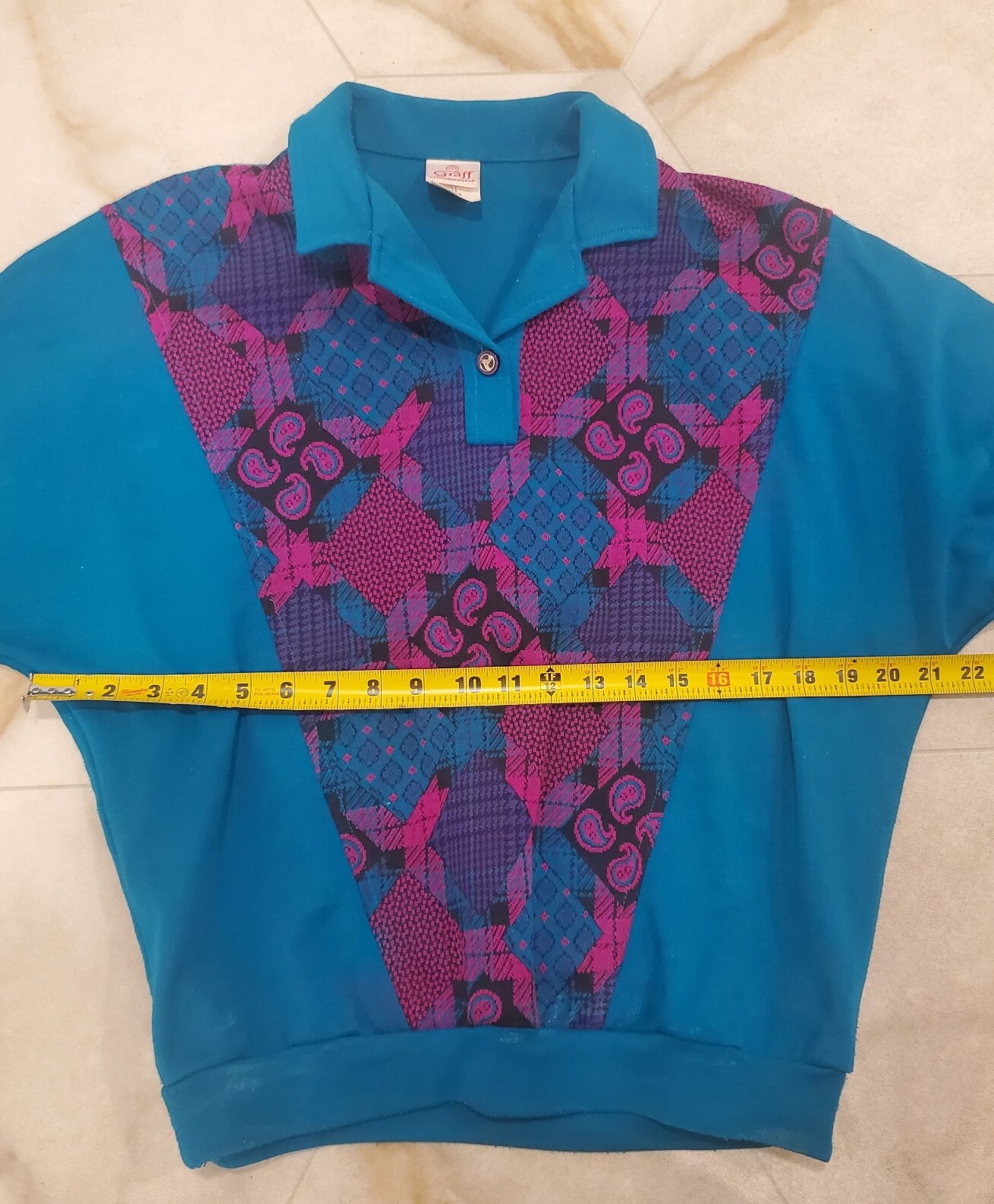 Graff Californiawear VTG Purple & Teal Quartersleeve Women’s Funky Top Medium