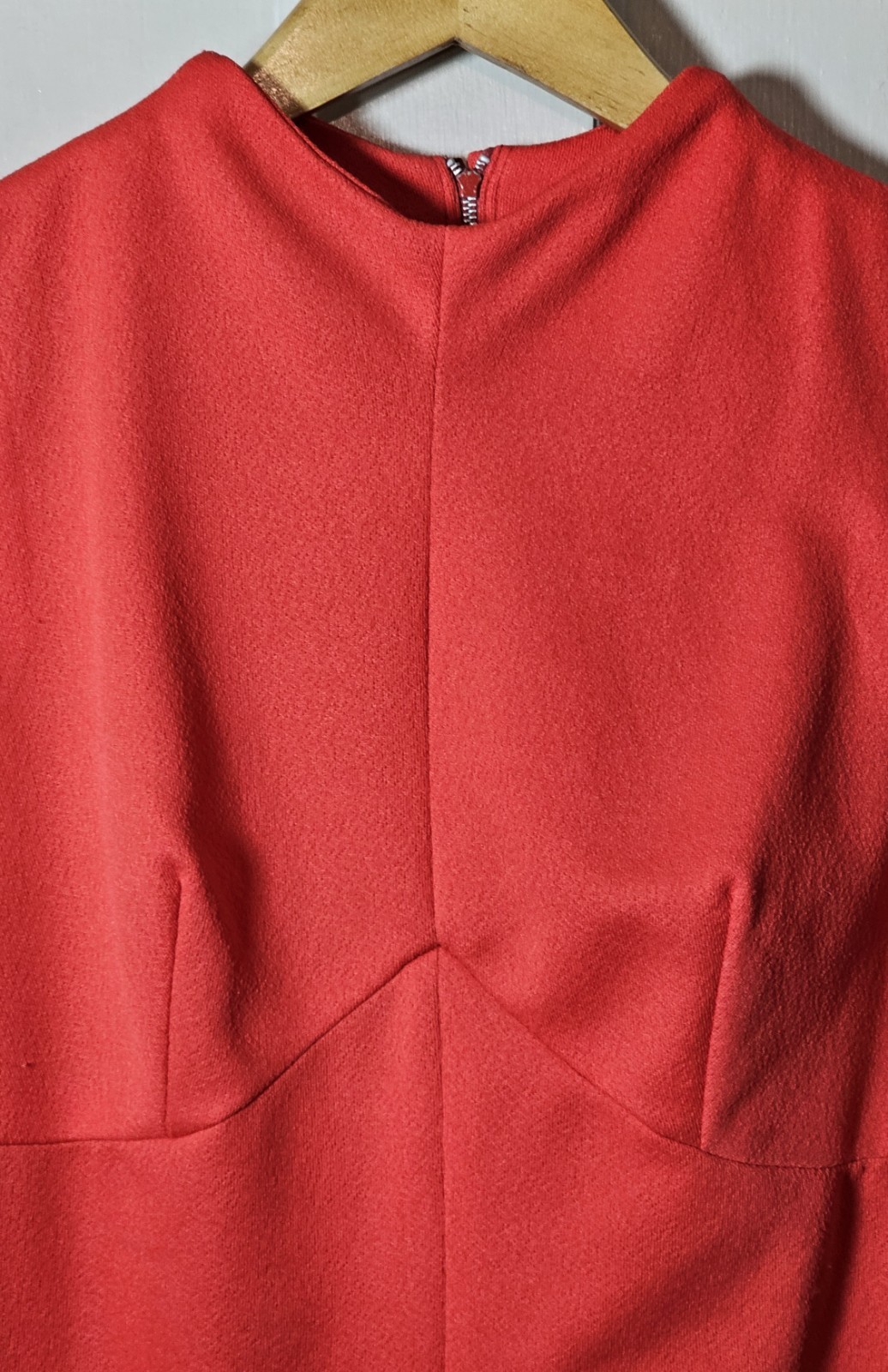 VTG 70’s Polyester Dress Size S/M 39″Chest Coral Orange Sleeveless Unionmade USA