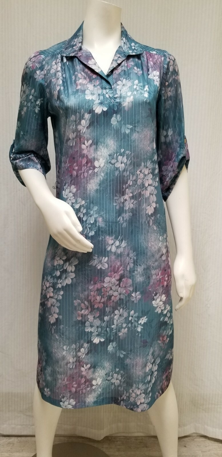 Vintage LAUREL RIDGE Floral SEMI SHEER KNIT DRESS – Size M – EUC