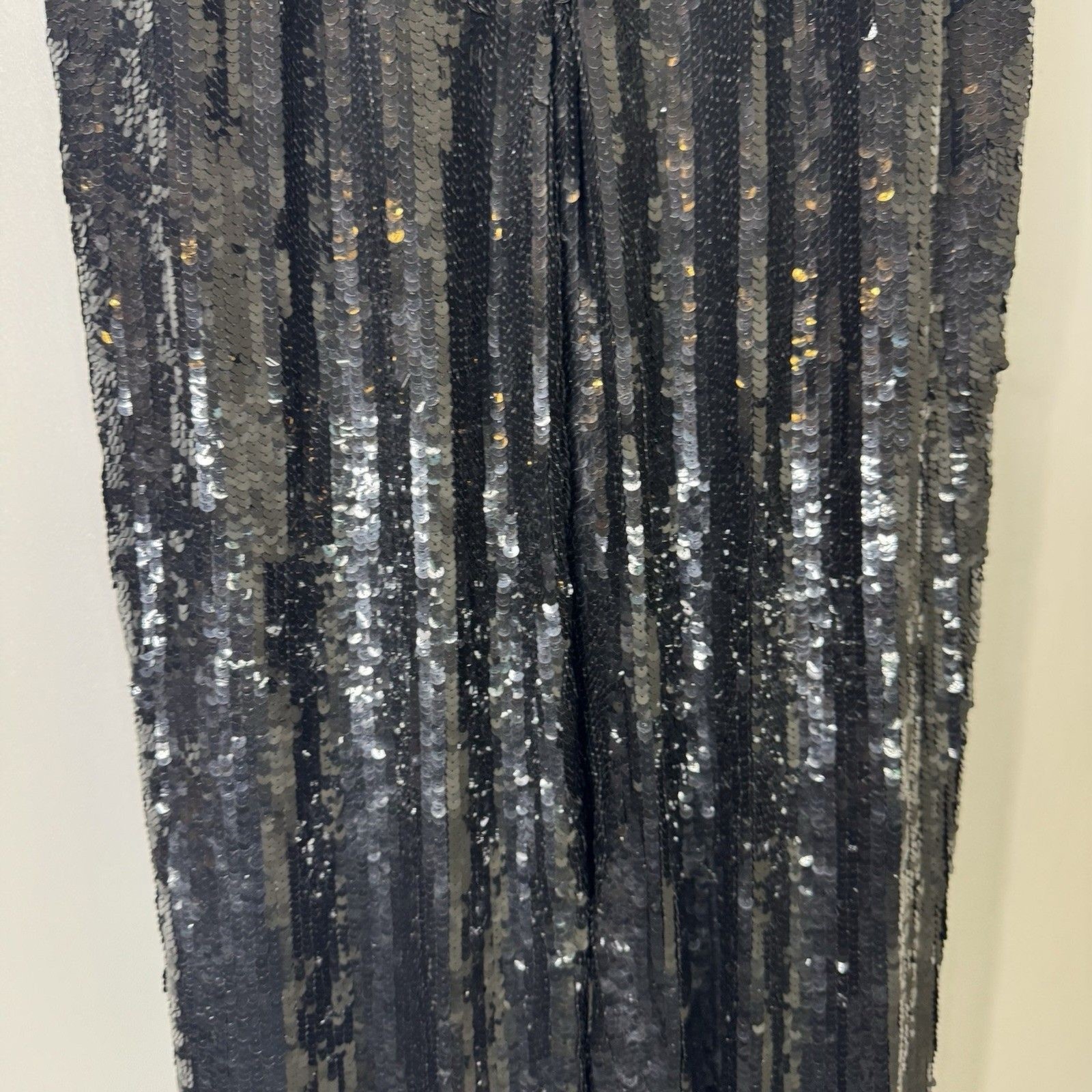 Vintage Modi Womens Medium Allover Sequin Pants 100% Silk Black 80s Glamor